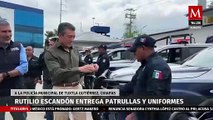 Gobernador Rutilio Escandón entrega 14 patrullas y equipamiento a la Policía Municipal