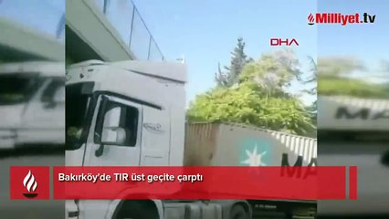 İstanbul'da aynı üst geçitte yine TIR kazası