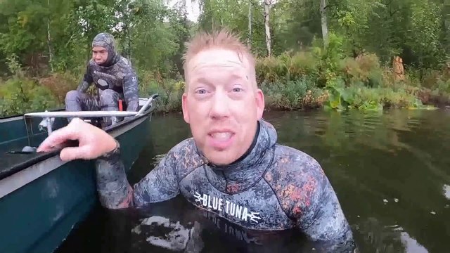 Spear Fishing for Pike in Alaska - Northern Pike Catch and Cook! Swimming in cold and murky water!