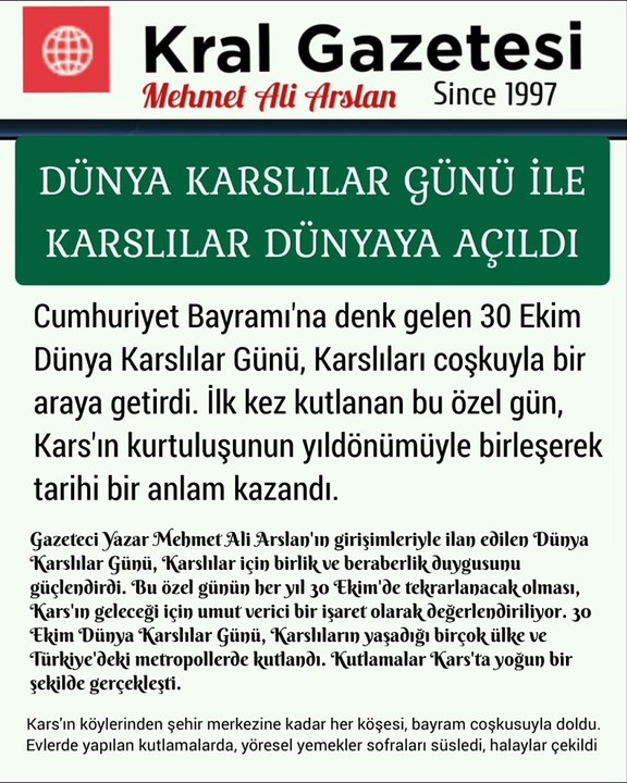DÜNYA KARSLILAR GÜNÜ İLE KARSLILAR DÜNYAYA AÇILDI