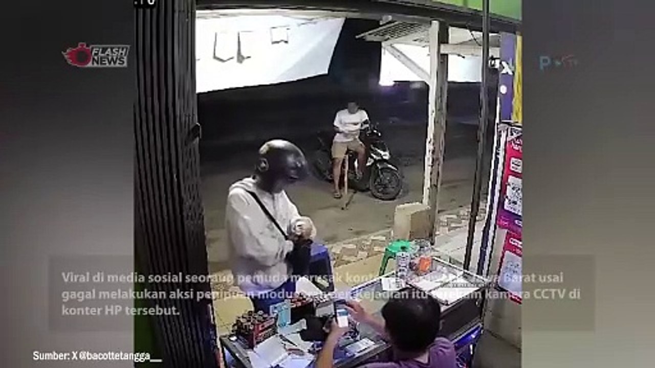 Pemuda Mengamuk dan Rusak Konter HP di Karawang Gara-gara Gagal Transfer