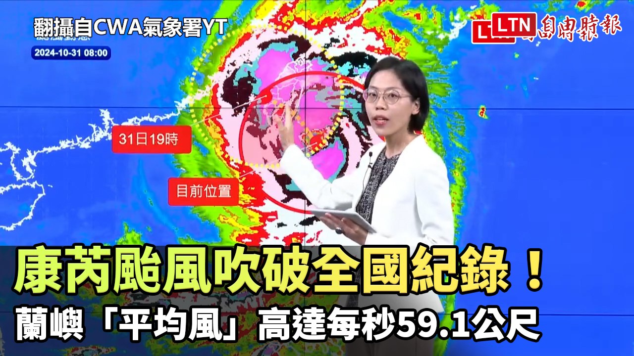 康芮颱風吹破全國紀錄！ 蘭嶼「平均風」高達每秒59.1公尺(翻攝自CWA氣象署YT)
