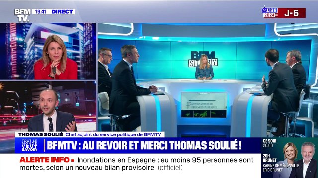 Thomas Soulié était très ému au moment d'adresser ses derniers mots aux téléspectateurs de BFMTV