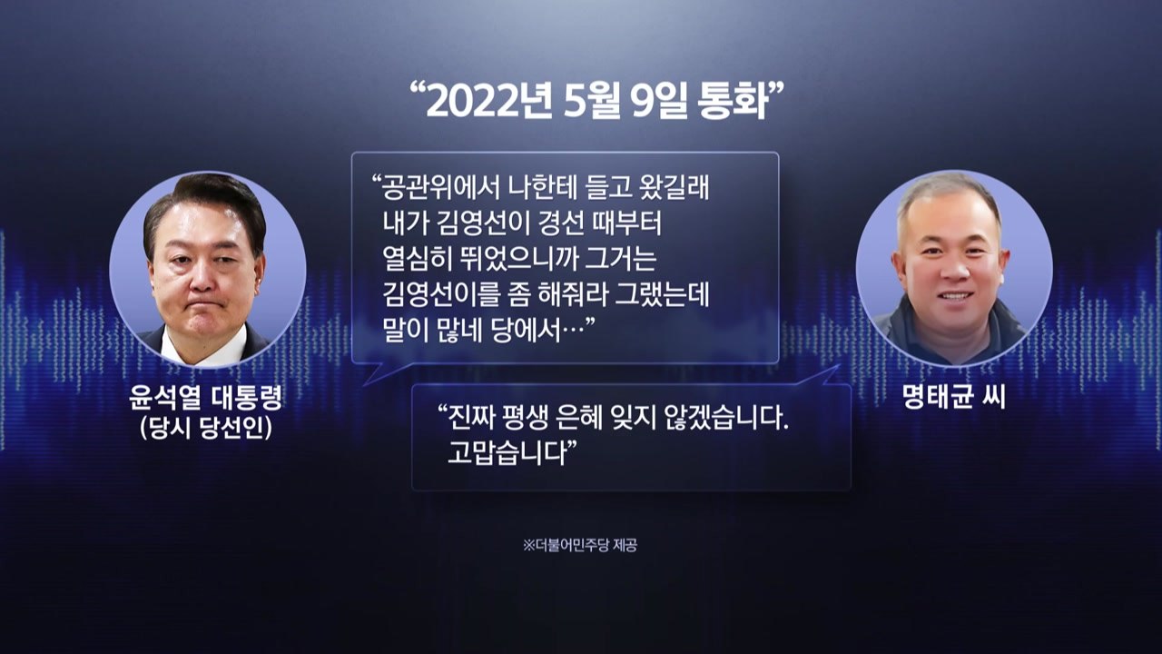 '명태균-윤 대통령' 직접 통화 공개..."김영선 해주라 그랬다" / YTN