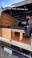 A seat that turns into a bed for a small van