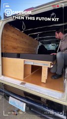 A seat that turns into a bed for a small van