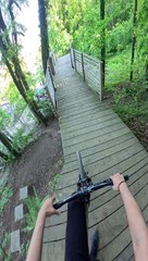 Person is riding their bike over different jumps and obstacles!