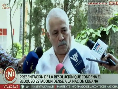 Venezuela apoya resolución que condena bloqueo económico estadounidense a la nación cubana