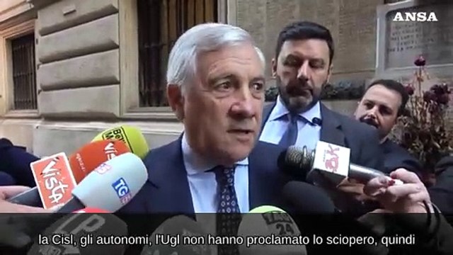 Manovra, Tajani: Sciopero generale? Come dice Cisl: Cgil e Uil partiti di opposizione
