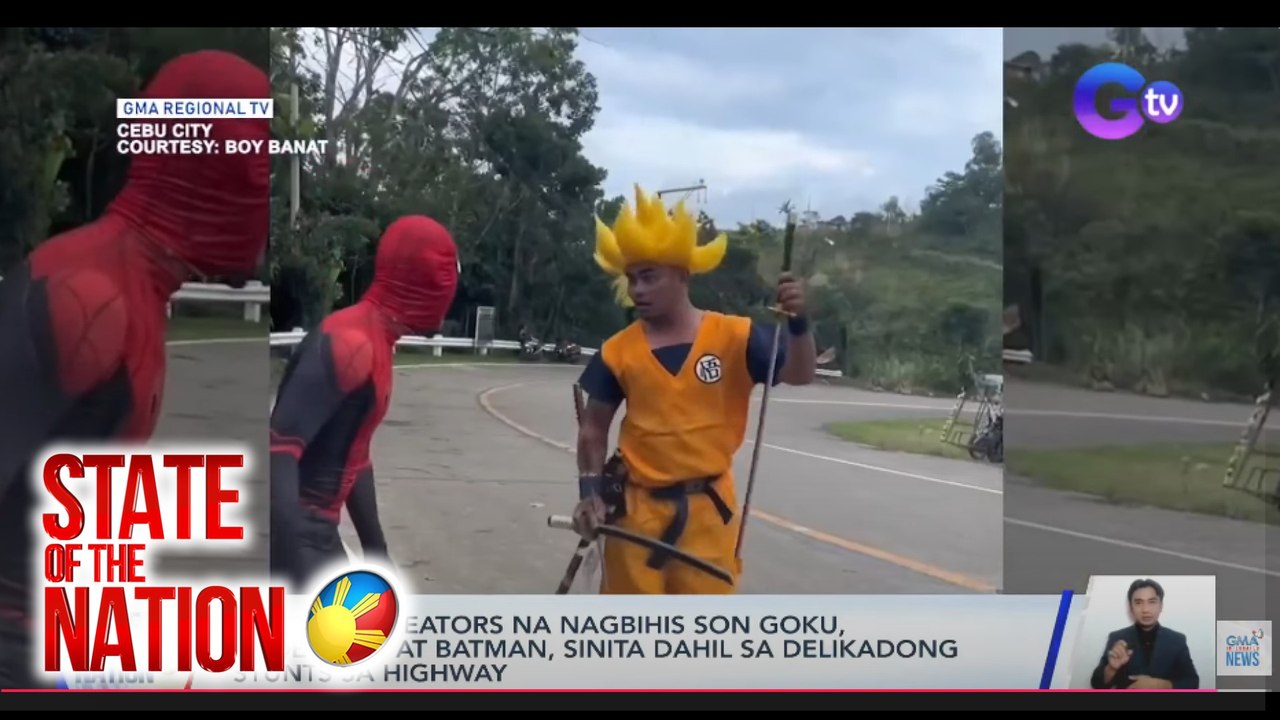 Content creators na nagbihis Son Goku, Spiderman at Batman, sinita dahil sa delikadong stunts sa highway | SONA