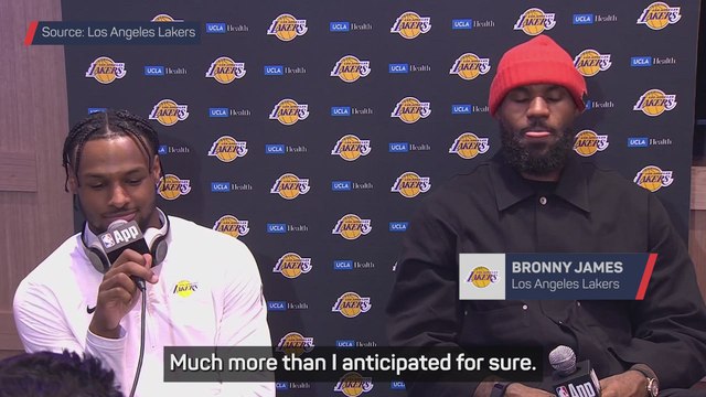 LeBron James emotional as son Bronny makes history with first NBA basket for Lakers