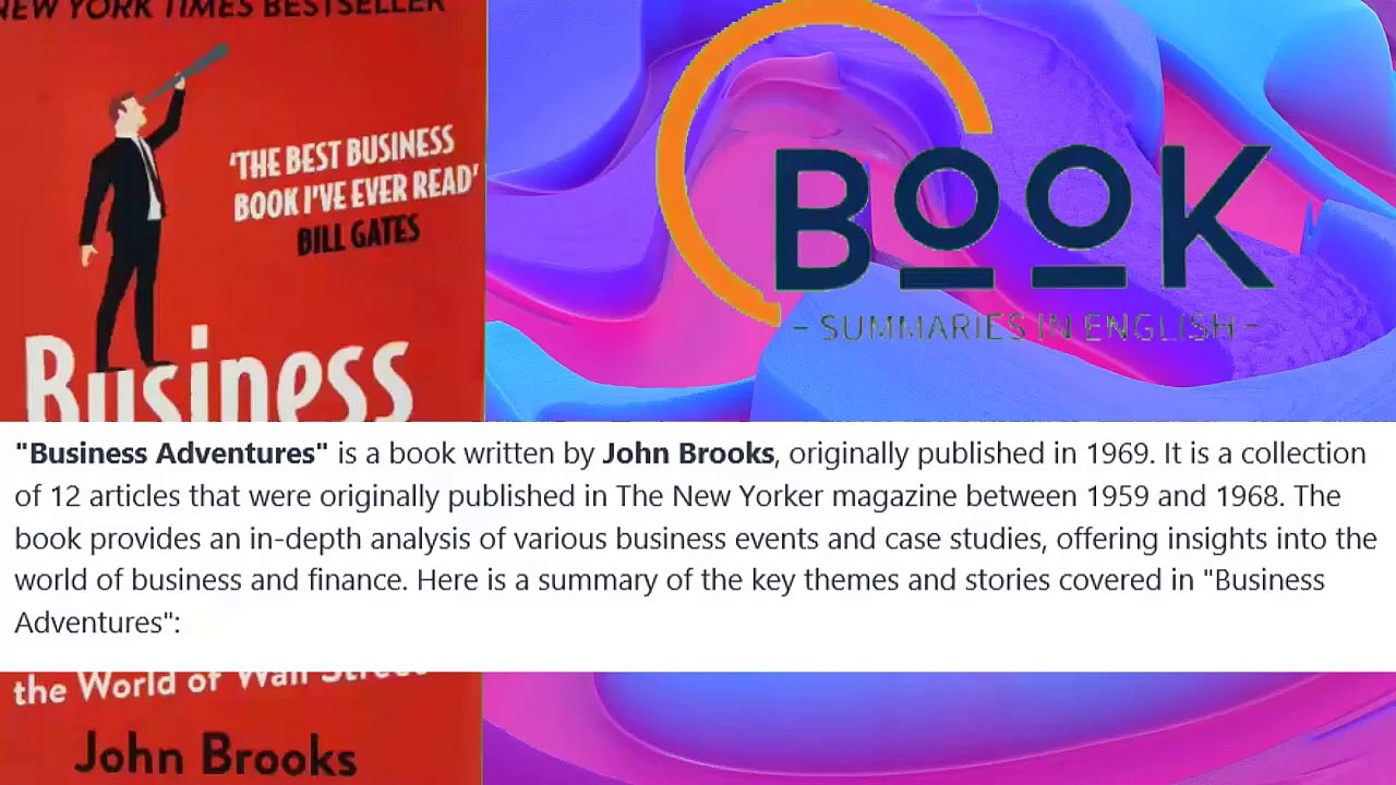 Business Adventures Book Summary - Business Adventures by John Brooks - Book Summaries in English (BSIE) (720p, h264, youtube)