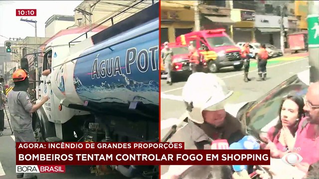 Tem muita coisa pra queimar , diz bombeiro sobre incêndio em shopping no Brás