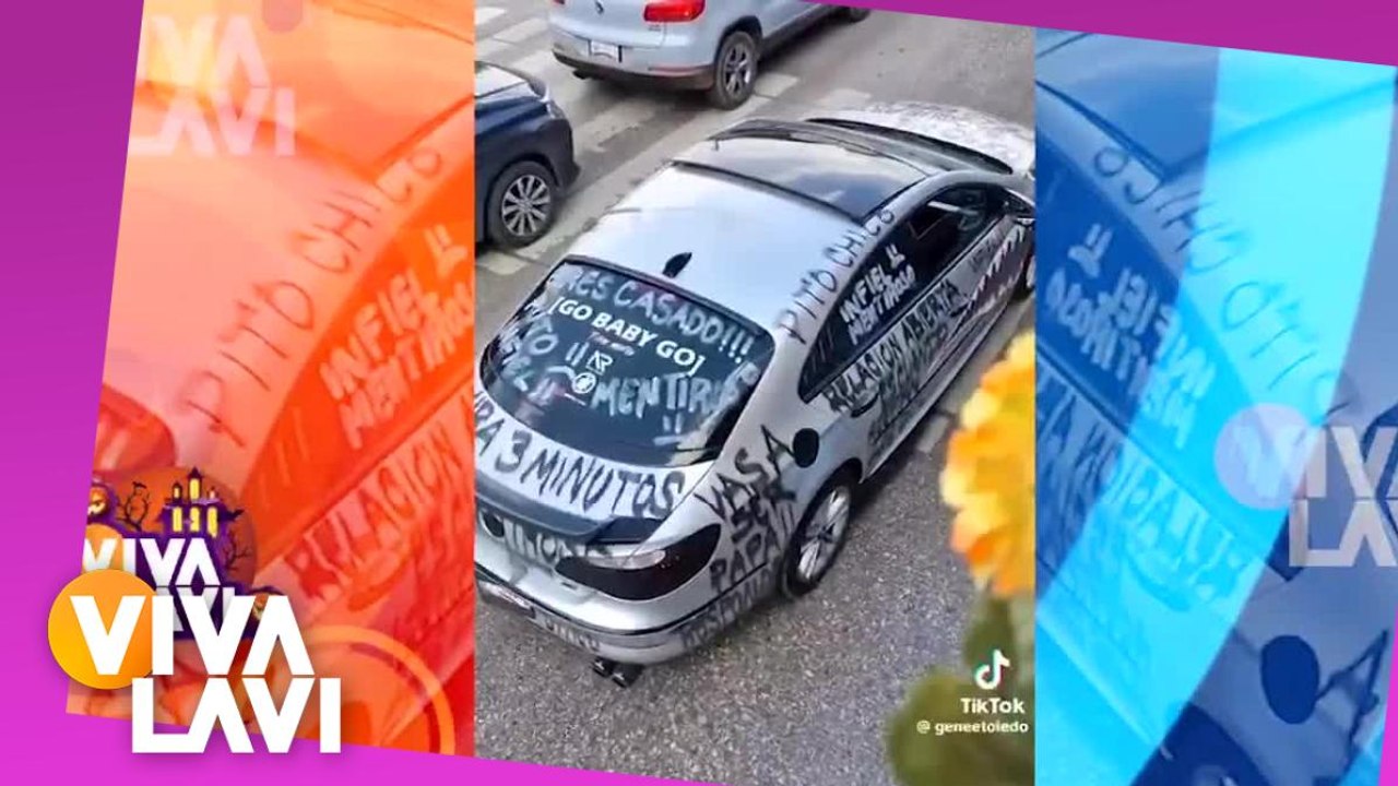 Descubren a hombre infiel y le pintan el auto