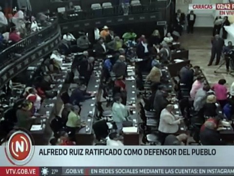 Asamblea Nacional juramentó a Alfredo Ruiz como Defensor del Pueblo en Sesión Ordinaria