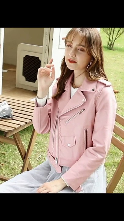 LY VAREY LIN Women's Faux Leather Motorcycle Jacket PU Slim Short Biker Coat   BUY NOW  https://amzn.to/3YlOKB6