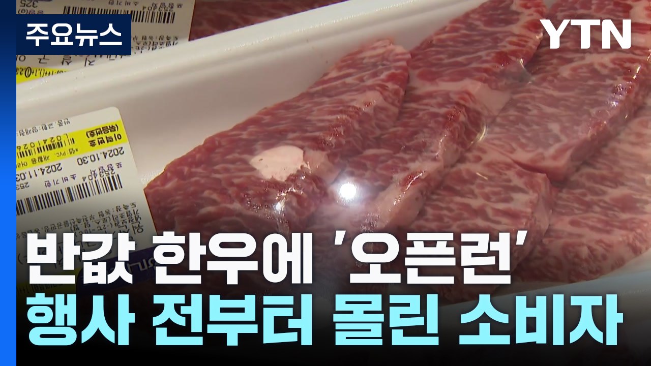 "반값 한우 먹어볼까?"...'한우의 날' 세일하자 마트 '오픈런' / YTN
