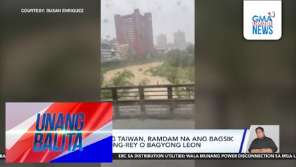 Ilang bahagi ng Taiwan, ramdam na ang bagsik ng Typhon Kong-Rey o Bagyong Leon | Unang Balita