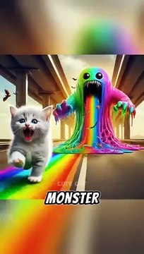 Sweety chased by rainbow slime_ _cat _cats _catvideos _cutecat _catlover(360P)