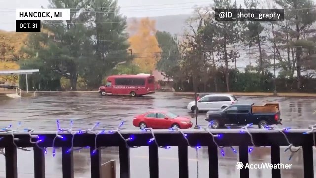 Halloween snow falls across the Upper Midwest