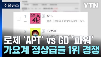 로제 'APT' vs 지드래곤 '파워'...정상급들 1위 경쟁 / YTN