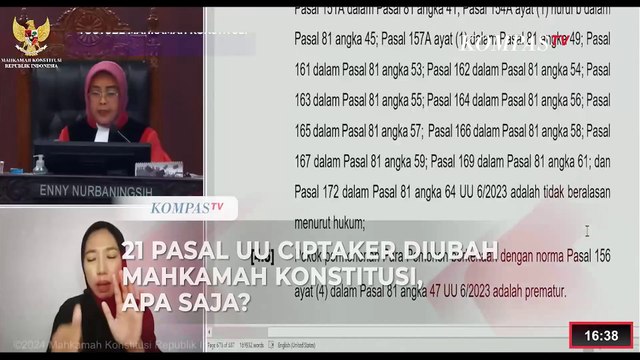 21 Pasal UU Cipta Kerja Diubah Mahkamah Konstitusi, Apa Saja?