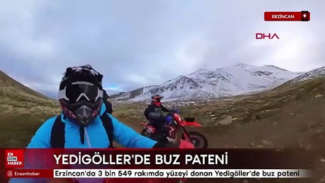 Erzincan'da 3 bin 549 rakımda yüzeyi donan Yedigöller'de buz pateni