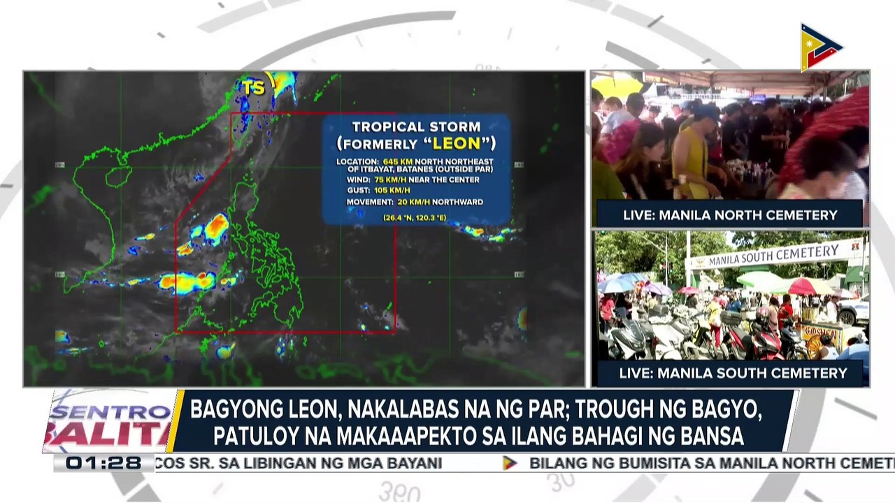 Bagyong Leon, nakalabas na ng PAR per trough nito makaaapekto sa ilang bahagi ng bansa;