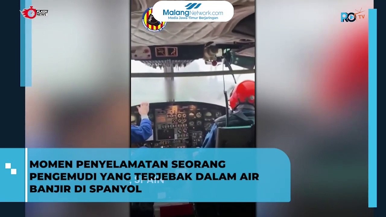 Detik-Detik Penyelematan Seorang Pengemudi yang Terjebak di Dalam Banjir di Spanyol