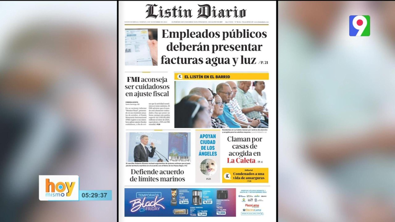 Titulares de prensa dominicana viernes 1ro de noviembre 2024 | Hoy Mismo