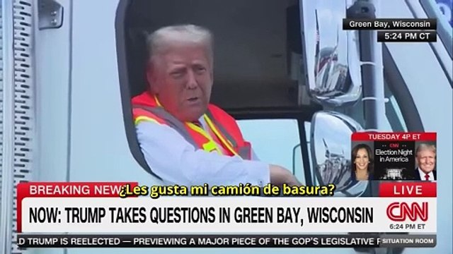 Trump se mostró en un camión de basura en honor a Kamala y Joe Biden