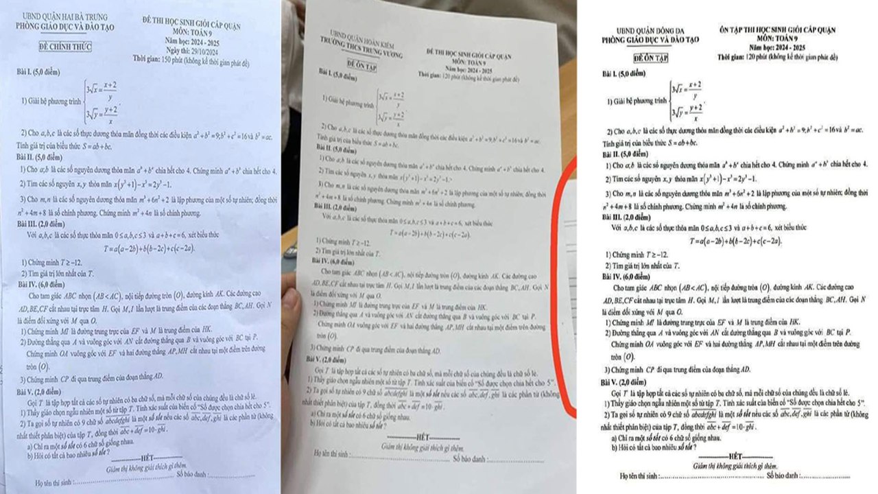 Hà Nội: Nghi vấn lộ đề thi học sinh giỏi lớp 9 môn Toán