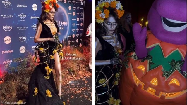 Danna deslumbra a todos como tétrica catrina en la fiesta de Halloween de Heidi Klum