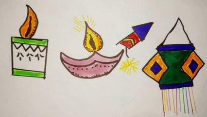 Diwali festival drawing/Diwali lamp