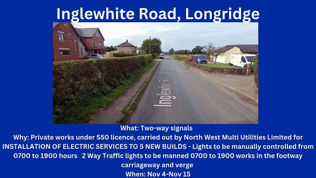 Roadworks starting in Preston & South Ribble (4/11-10/11)