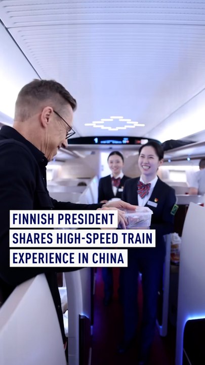 Finnish President shares high-speed train experience in China