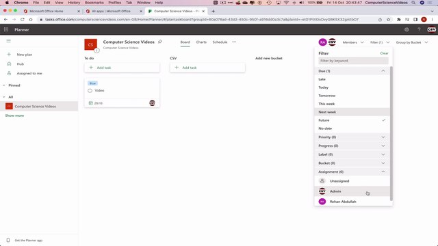 How to USE Microsoft Planner for Office 365 On a Mac - Tutorial 18 - How to Use the Filter - Basic