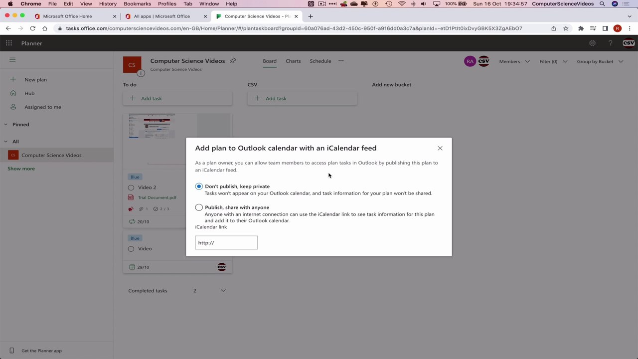 How to USE Microsoft Planner for Office 365 On a Mac - Tutorial 20 - Add Plan to Outlook - Basic