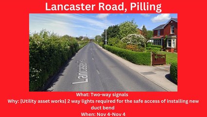 Fylde & Wyre roadworks Nov 4-Nov 10