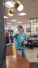 Mom sneaks up on her teenage son and his friends and scares them!