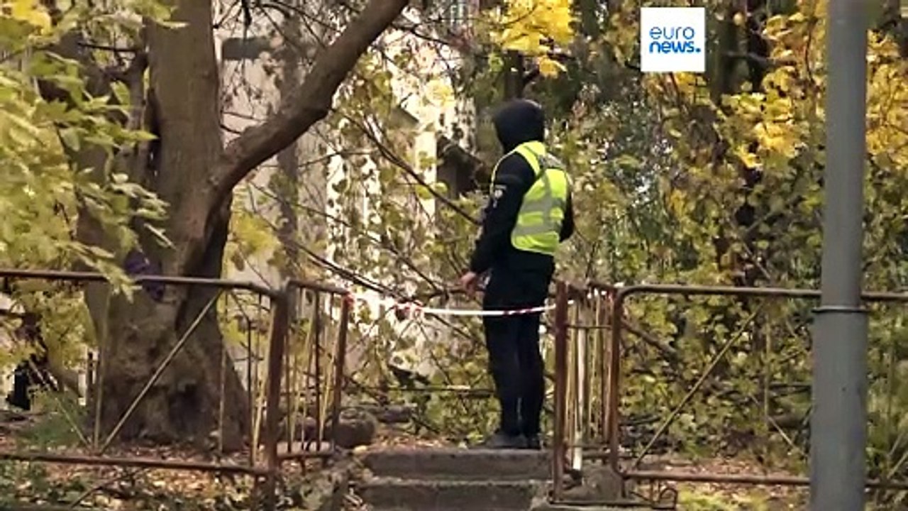 Damage in Kyiv as Russian drone debris rains down on Ukrainian capital