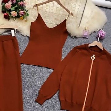 Fashion Women Sets 2021 Autumn Winter Knitted Vest Zipper Cardigans Pants 3pcs Sets Tracksuits Outfits women's clothing