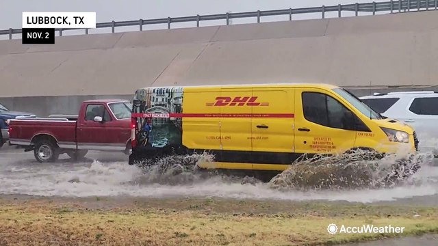 Texas highways drenched under pouring rain and flooding