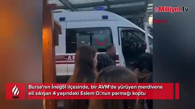 Bursa'da AVM'de eli yürüyen merdivene sıkışan küçük kızın parmağı koptu
