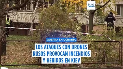 Daños en Kiev por la lluvia de restos de drones rusos sobre la capital ucraniana