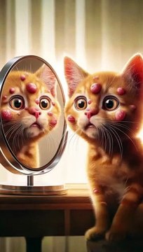The ginger kitten has ACNE__ _cat _cute(360P)