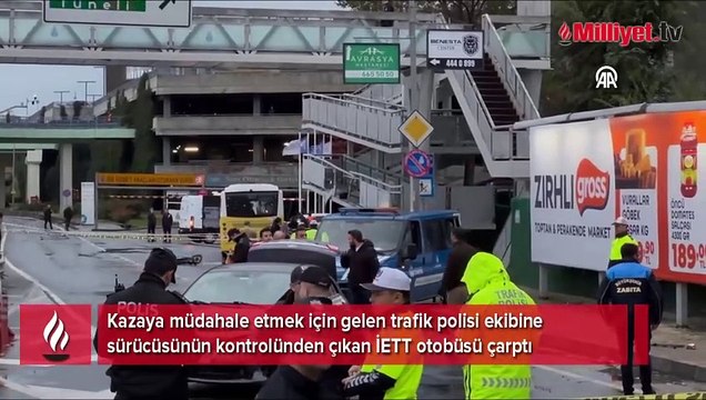 Bakırköy'de kahreden kaza! İETT otobüsü polis ekibine çarptı: 1 şehit