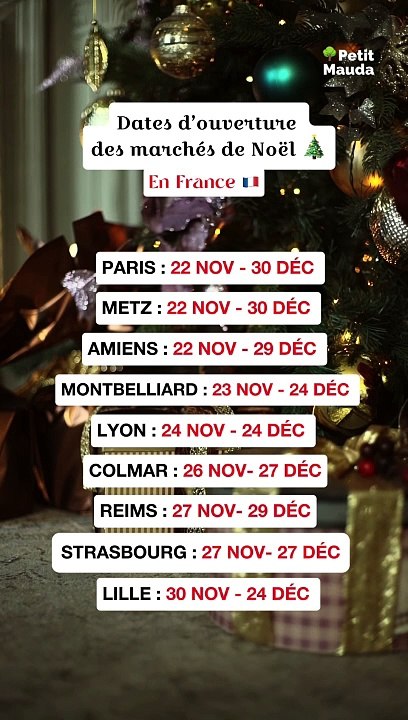  Les marchés de Noël les plus magiques de France reviennent !   Strasbourg, Colmar, Paris, Lyon… préparez-vous à plonger dans l’ambiance féérique des fêtes ! Retrouvez dès maintenant les dates de lancement de ces incontournables pour ne rien manquer de