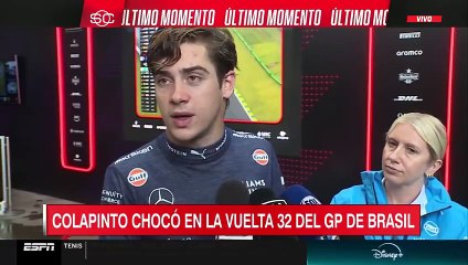 Tras el accidente en GP de Brasil, Franco Colapinto aseguró que "fue un golpe muy duro, el auto se destrozó"