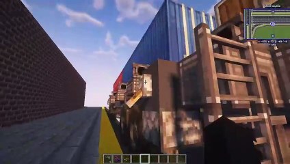 Minecraft truck with realistic gear box and trailer, made with Create.